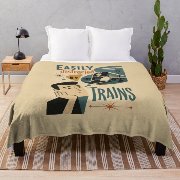 Item preview, Easily distracted by trains vintage travel poster designed and sold by Rue Market.