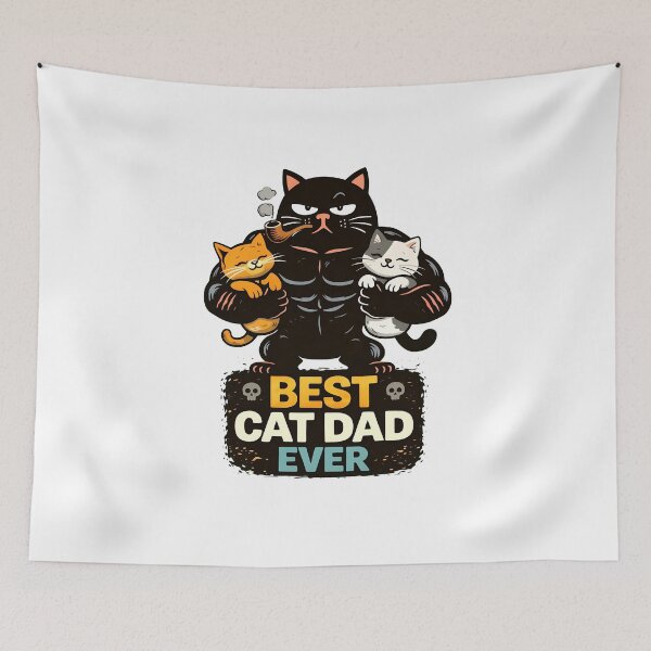 Item preview, Best Cat Dad Ever Muscular Cat Smoking Pipe designed and sold by GiaoCalonas.