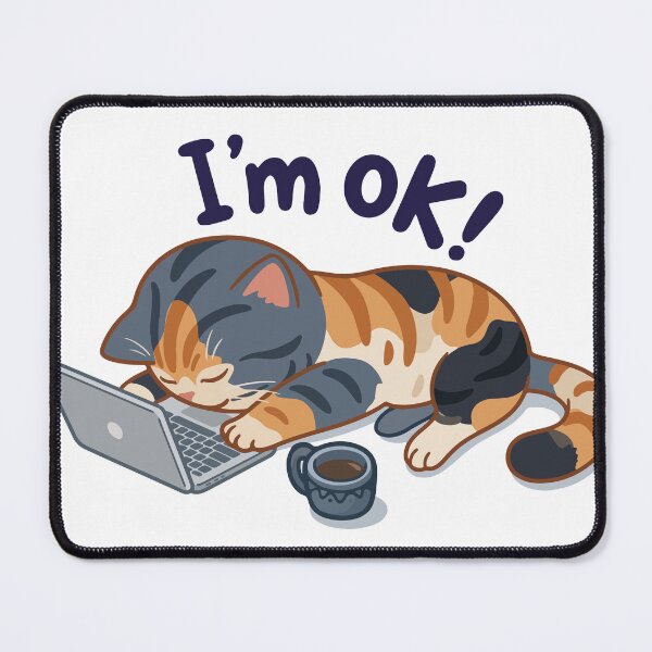 Item preview, Cute Tired Calico Cat Sleeping on Laptop I'm OK designed and sold by banglalook.