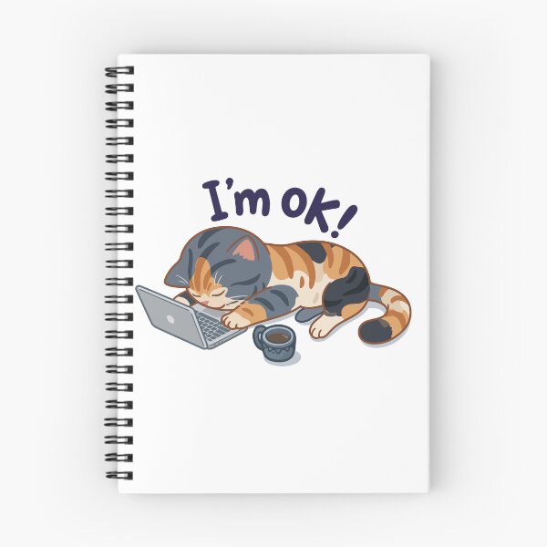 Item preview, Cute Tired Calico Cat Sleeping on Laptop I'm OK designed and sold by banglalook.