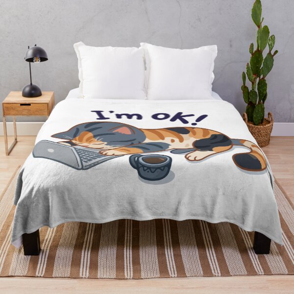 Item preview, Cute Tired Calico Cat Sleeping on Laptop I'm OK designed and sold by banglalook.