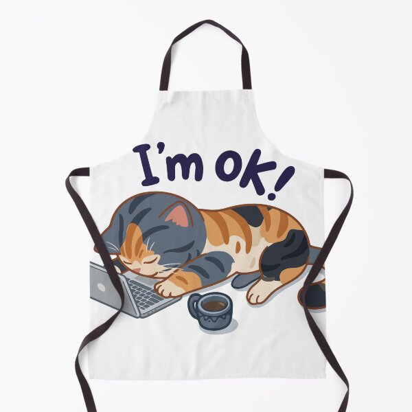 Item preview, Cute Tired Calico Cat Sleeping on Laptop I'm OK designed and sold by banglalook.