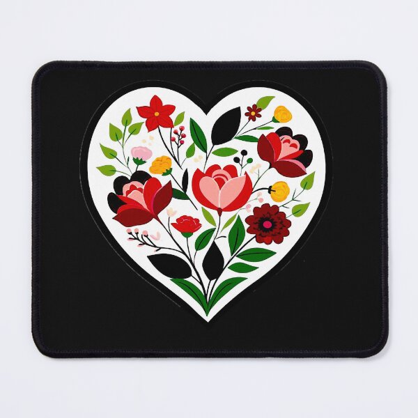 Item preview, Folk Flower Heart designed and sold by ViaARTfactory.