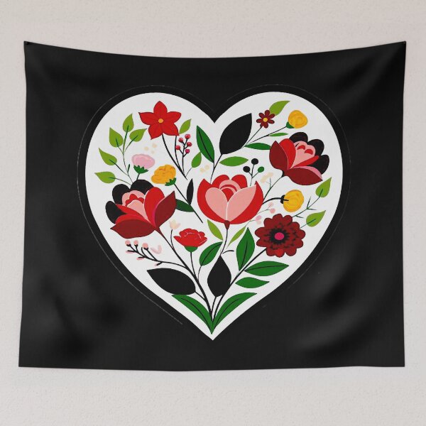 Item preview, Folk Flower Heart designed and sold by ViaARTfactory.