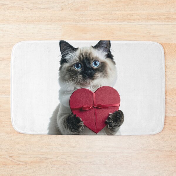 Item preview, Romantic Kitten Holding Heart Gift Box Poster - Valentine’s Day Cat Graphic - Cute Love Theme Pet Art for Cards designed and sold by WildGentlemen.