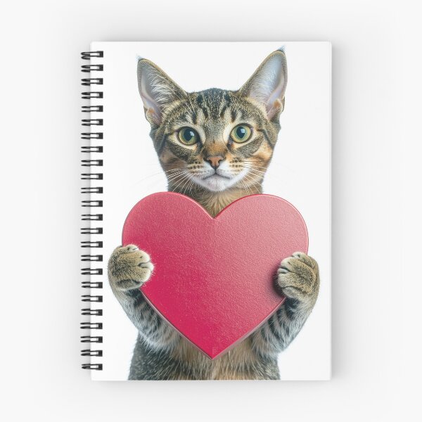 Item preview, Anniversary Tabby Cat Poster with Red Heart - "I Love You" Pet Graphic - Expressive Green-Eyed Kitten Art designed and sold by WildGentlemen.