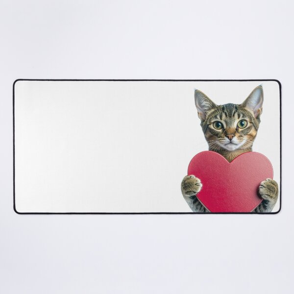 Item preview, Anniversary Tabby Cat Poster with Red Heart - "I Love You" Pet Graphic - Expressive Green-Eyed Kitten Art designed and sold by WildGentlemen.