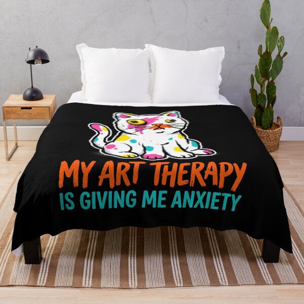 Item preview, My Art Therapy Is Giving Me Anxiety Painting Cat designed and sold by SplashTastic.