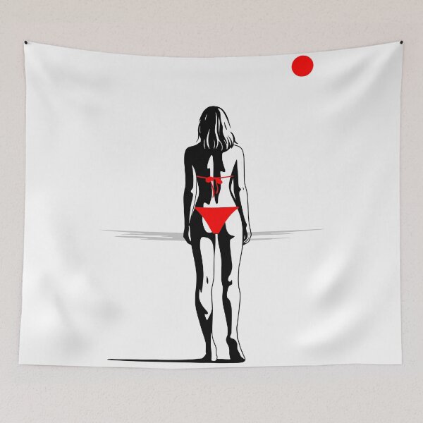 Item preview, Minimalist Woman in Red Bikini Print, Contemporary Figure Art designed and sold by Studio pod Burom.