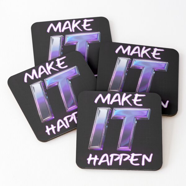 Item preview, Make It Happen // Y2K Chrome Metallic Neon Quote designed and sold by QuirkyCloud Designs.