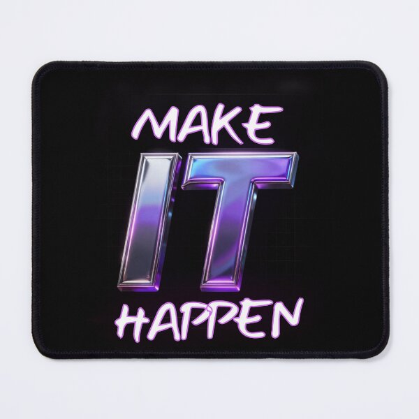 Item preview, Make It Happen // Y2K Chrome Metallic Neon Quote designed and sold by QuirkyCloud Designs.
