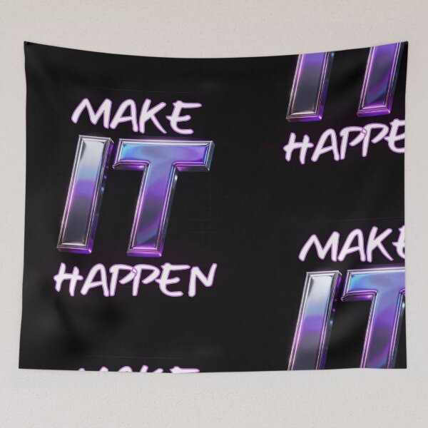 Item preview, Make It Happen // Y2K Chrome Metallic Neon Quote designed and sold by QuirkyCloud Designs.