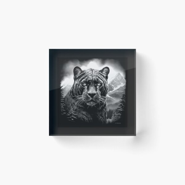 Item preview, Black Panther Mountain Forest Wildlife Art designed and sold by inkoutninja.