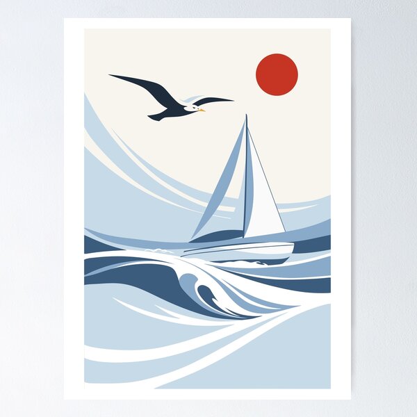 Item preview, Sailboat Seagull Print designed and sold by Studio pod Burom.