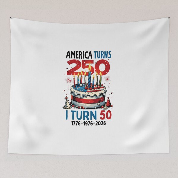 Item preview, America Turns 250 I Turn 50 Birthday Cake designed and sold by LunaMagicStudio.