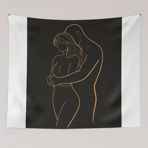 Item preview, Minimalist Couple Line Art Print, Romantic Embrace designed and sold by Studio pod Burom.