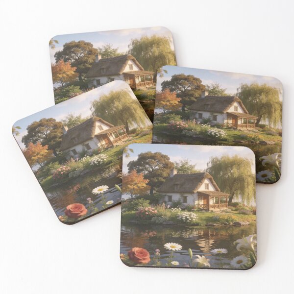 Item preview, Golden Sunset Cottage on the Quiet Lake designed and sold by BlareBlare.