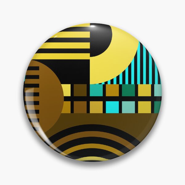 Item preview, Mid-Century Modern Bauhaus Aqua, Yellow, & Brown Geometric designed and sold by DEC02.