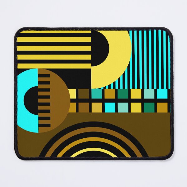 Item preview, Mid-Century Modern Bauhaus Aqua, Yellow, & Brown Geometric designed and sold by DEC02.