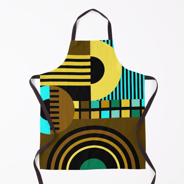 Item preview, Mid-Century Modern Bauhaus Aqua, Yellow, & Brown Geometric designed and sold by DEC02.