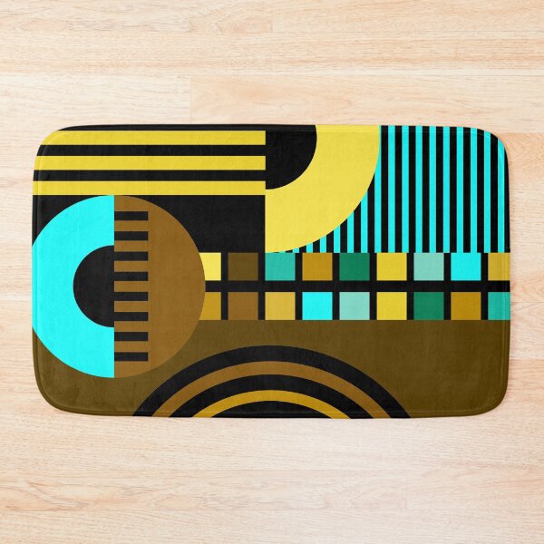 Item preview, Mid-Century Modern Bauhaus Aqua, Yellow, & Brown Geometric designed and sold by DEC02.