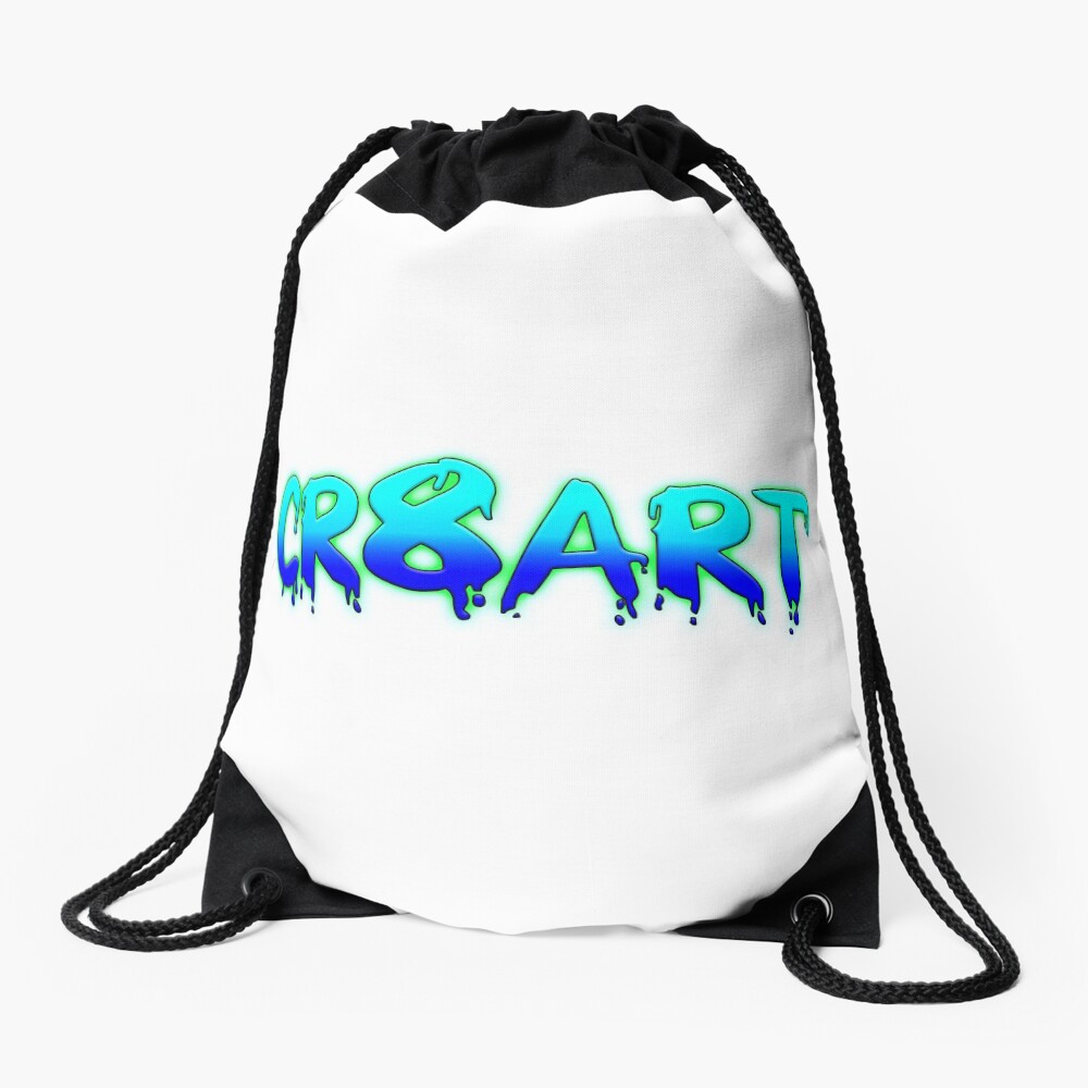 Create Art! - Turquoise and Blue on White Drawstring Bag