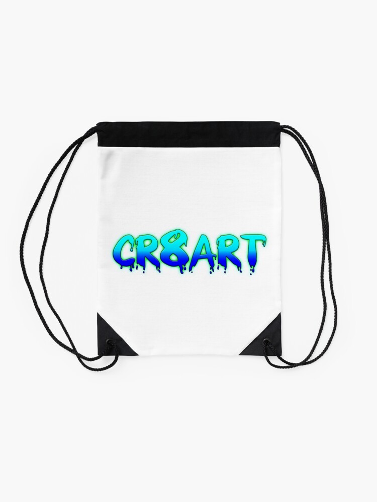 Alternate view of Create Art! - Turquoise and Blue on White Drawstring Bag