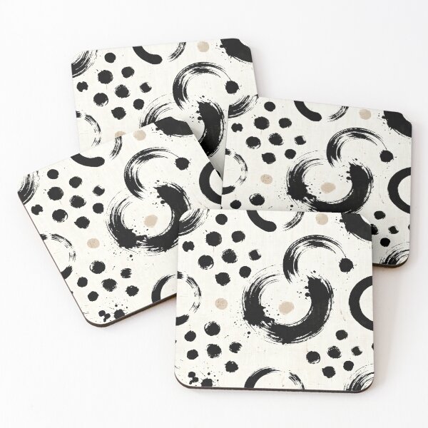 Item preview, Abstract Ink Wash Ensō Circles Seamless Pattern designed and sold by SplashTastic.