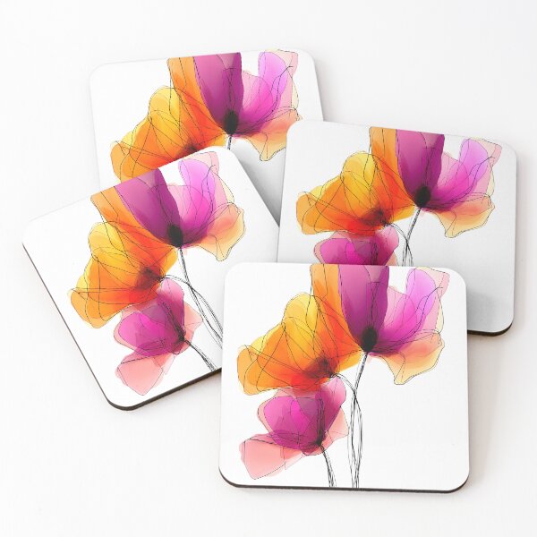 Item preview, Ethereal Pink and Orange Floral Line Art designed and sold by colorful-white.