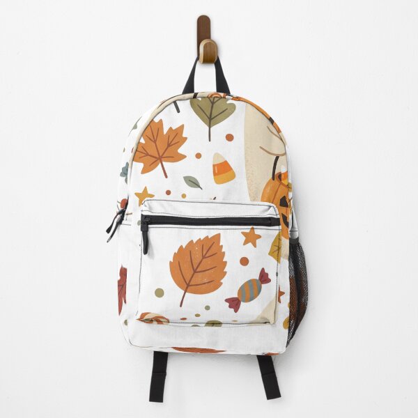 Item preview, Cute Halloween Ghost with Pumpkin and Autumn Leaves Watercolor Illustration designed and sold by Biwbiwty.