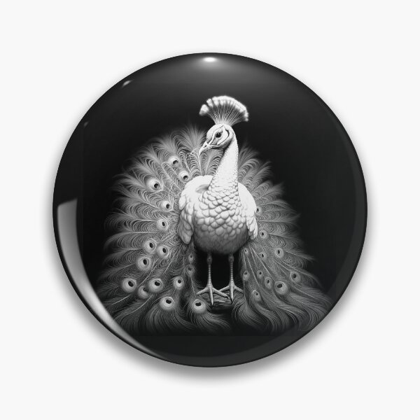Item preview, Black and White Peacock Feather Wildlife Art designed and sold by inkoutninja.