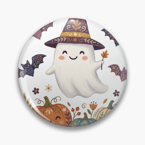Item preview, Cute Wizard Ghost with Pumpkin Watercolor Halloween Illustration designed and sold by Biwbiwty.