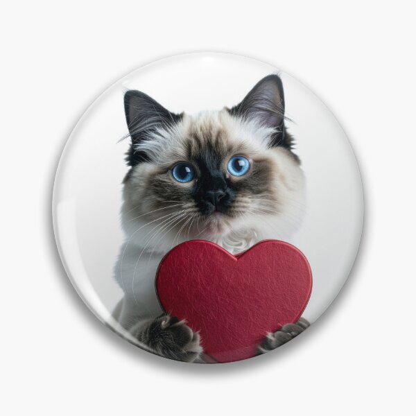 Item preview, Elegant Blue-Eyed Ragdoll Cat with Red Heart Box Poster - Valentine's Day Gift Graphic - Exotic Love Theme Art designed and sold by WildGentlemen.