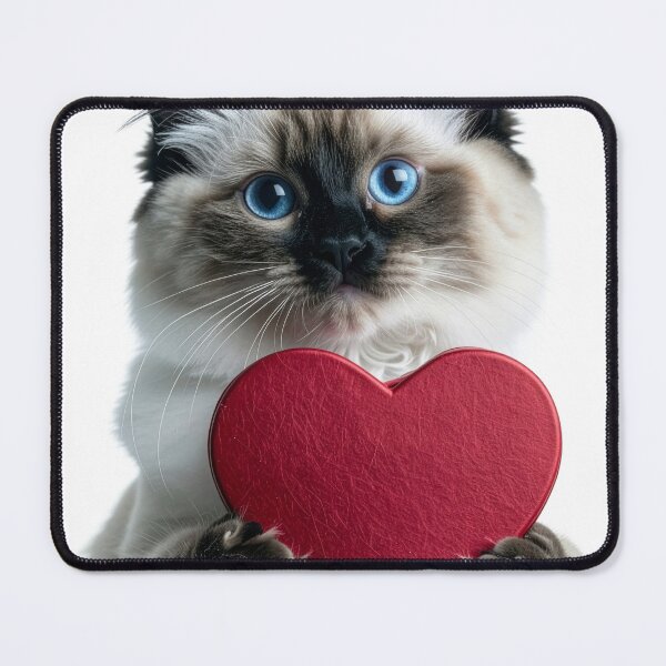 Item preview, Elegant Blue-Eyed Ragdoll Cat with Red Heart Box Poster - Valentine's Day Gift Graphic - Exotic Love Theme Art designed and sold by WildGentlemen.