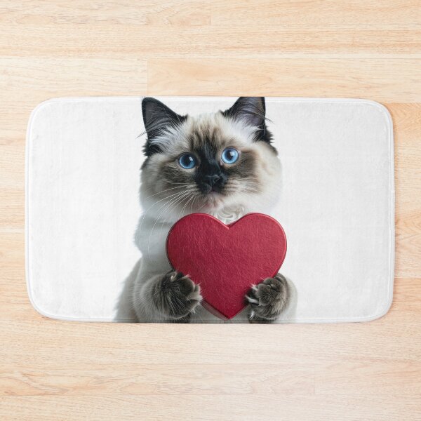 Item preview, Elegant Blue-Eyed Ragdoll Cat with Red Heart Box Poster - Valentine's Day Gift Graphic - Exotic Love Theme Art designed and sold by WildGentlemen.