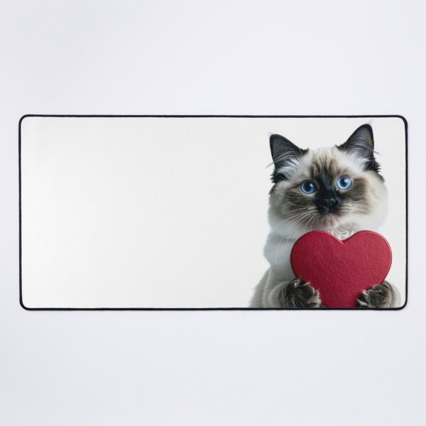 Item preview, Elegant Blue-Eyed Ragdoll Cat with Red Heart Box Poster - Valentine's Day Gift Graphic - Exotic Love Theme Art designed and sold by WildGentlemen.