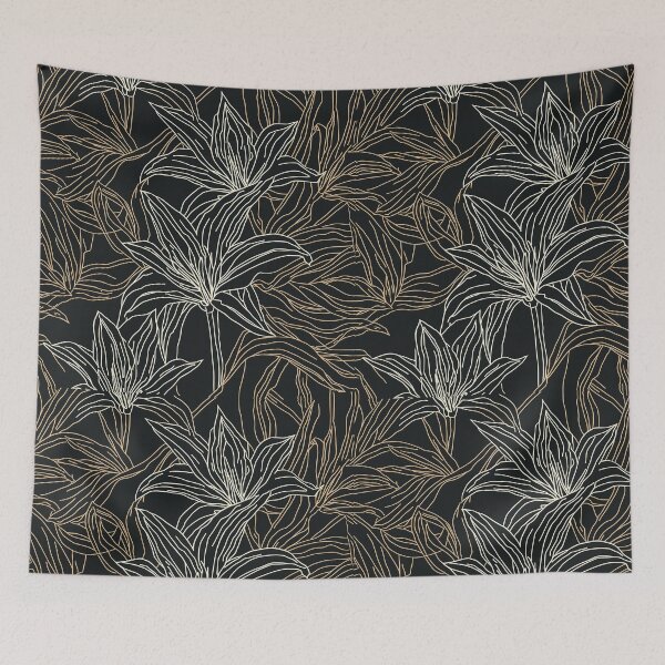 Item preview, Luxury Gold Line Art Lily Seamless Pattern designed and sold by NuvoraNest.