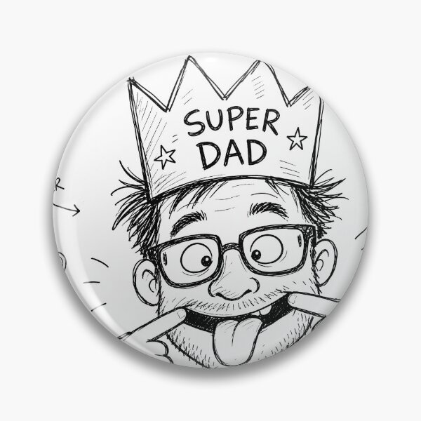 Item preview, Naive Hand Drawn Doodle Super Dad Funny Sketch designed and sold by Glitchart66.