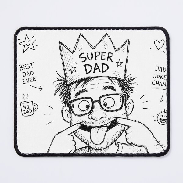 Item preview, Naive Hand Drawn Doodle Super Dad Funny Sketch designed and sold by Glitchart66.