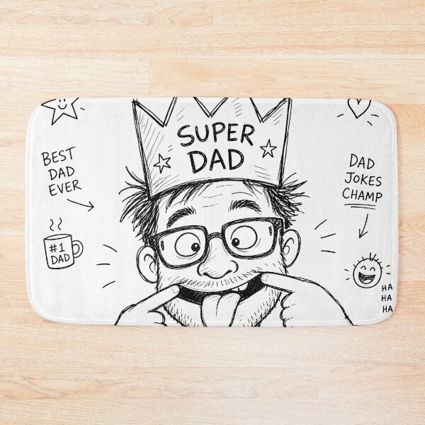 Item preview, Naive Hand Drawn Doodle Super Dad Funny Sketch designed and sold by Glitchart66.