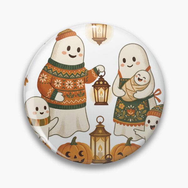 Item preview, Halloween Ghost Family Celebration Watercolor Illustration designed and sold by Biwbiwty.