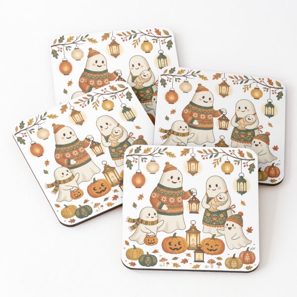 Item preview, Halloween Ghost Family Celebration Watercolor Illustration designed and sold by Biwbiwty.