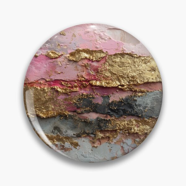 Item preview, Textured Pink and Gold Leaf Abstract Painting designed and sold by colorful-white.