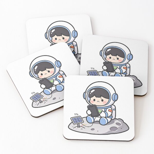 Item preview, Sad Astronaut Charging Phone on Moon Cute Space Art designed and sold by TeyArtWork.
