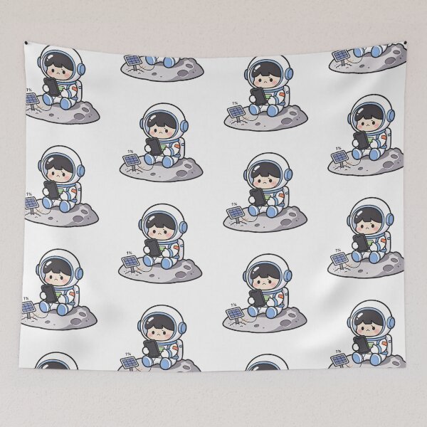 Item preview, Sad Astronaut Charging Phone on Moon Cute Space Art designed and sold by TeyArtWork.