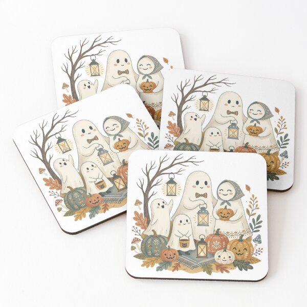 Item preview, Cute Ghost Family with Pumpkins Watercolor Autumn Halloween Art designed and sold by Biwbiwty.