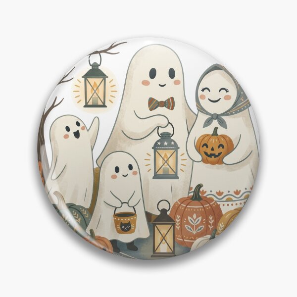 Item preview, Cute Ghost Family with Pumpkins Watercolor Autumn Halloween Art designed and sold by Biwbiwty.