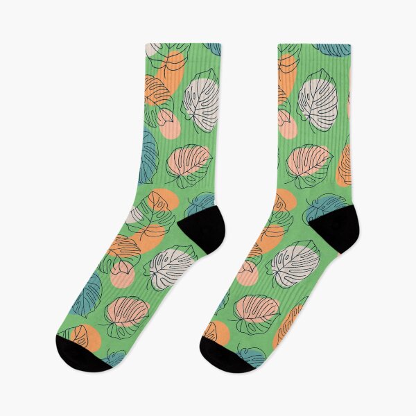 Artikelvorschau, Tropisches Mandarinen- und Aqua-Monstera-Palmenblattmuster entworfen und verkauft von DEC02.
