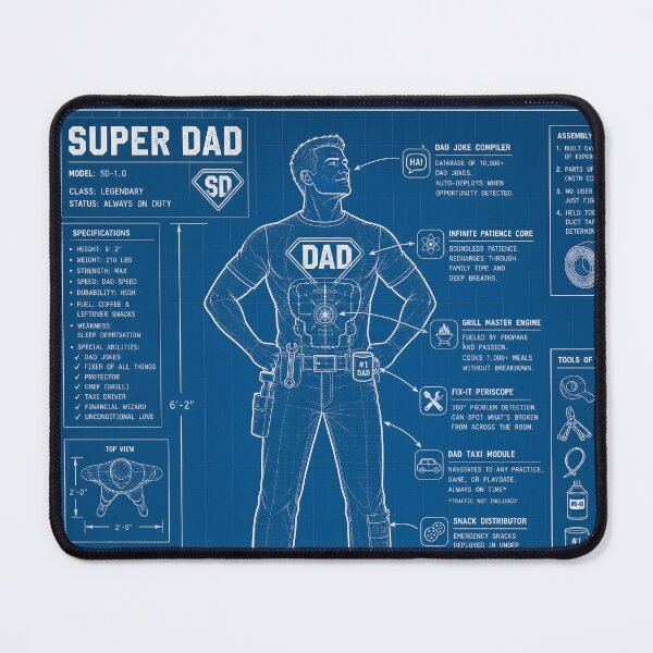 Item preview, Funny Super Dad Schematic Blueprint designed and sold by Glitchart66.
