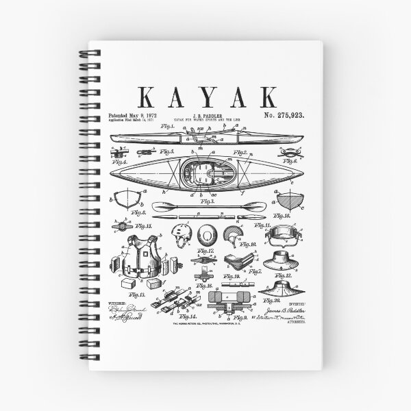 Item preview, Kayak Lover Kayaking Kayaker Paddle Vintage Patent Print designed and sold by GrandeDuc.